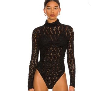 Free People Lacy Black Bodysuit
